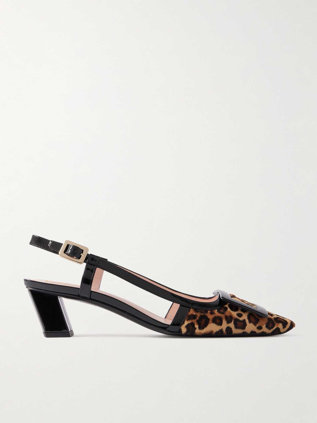 Roger Vivier Belle Vivier 45 Patent Leather-trimmed Leopard-print Pony Hair Slingback Pumps In Multi