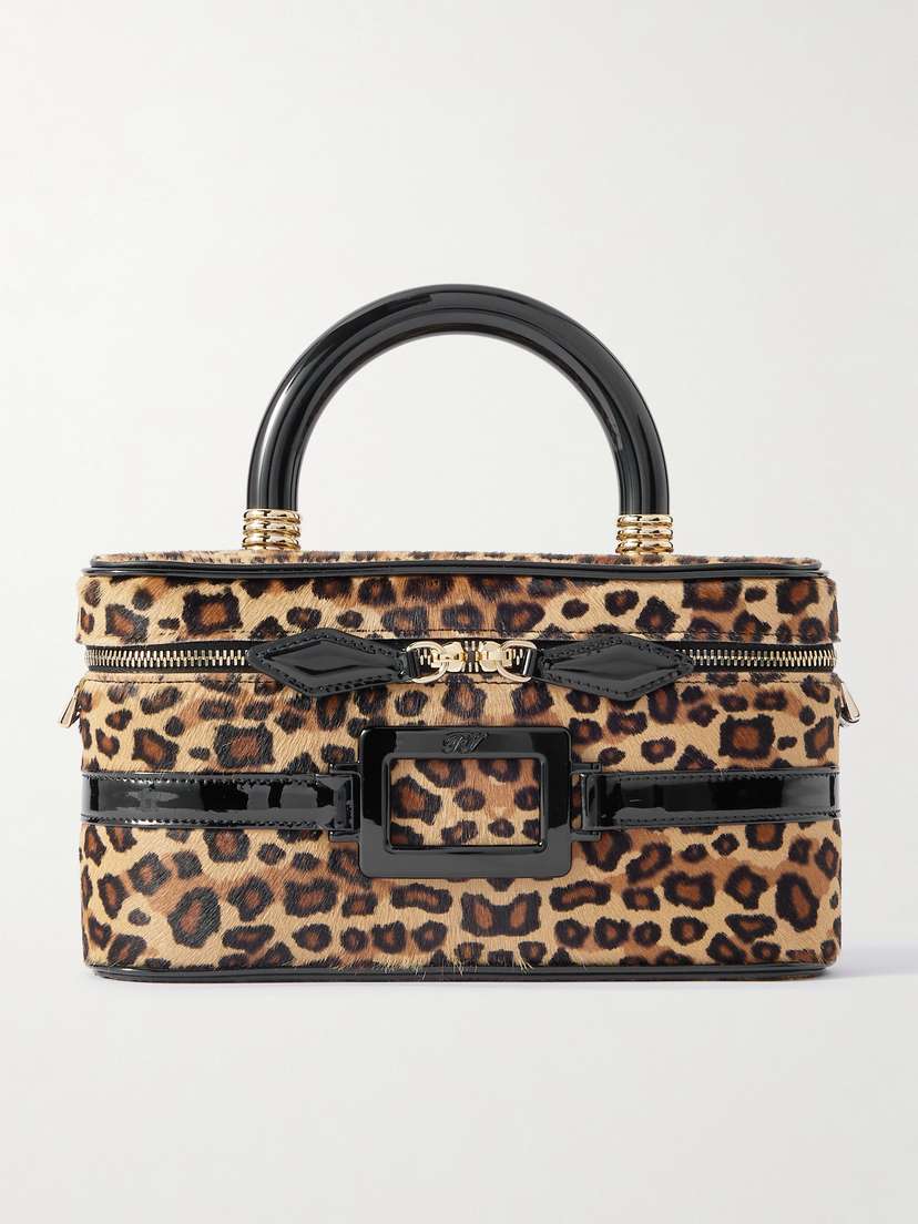 Roger Vivier Belle Vivier Patent Leather-trimmed Leopard-print Calf Hair Cosmetics Case