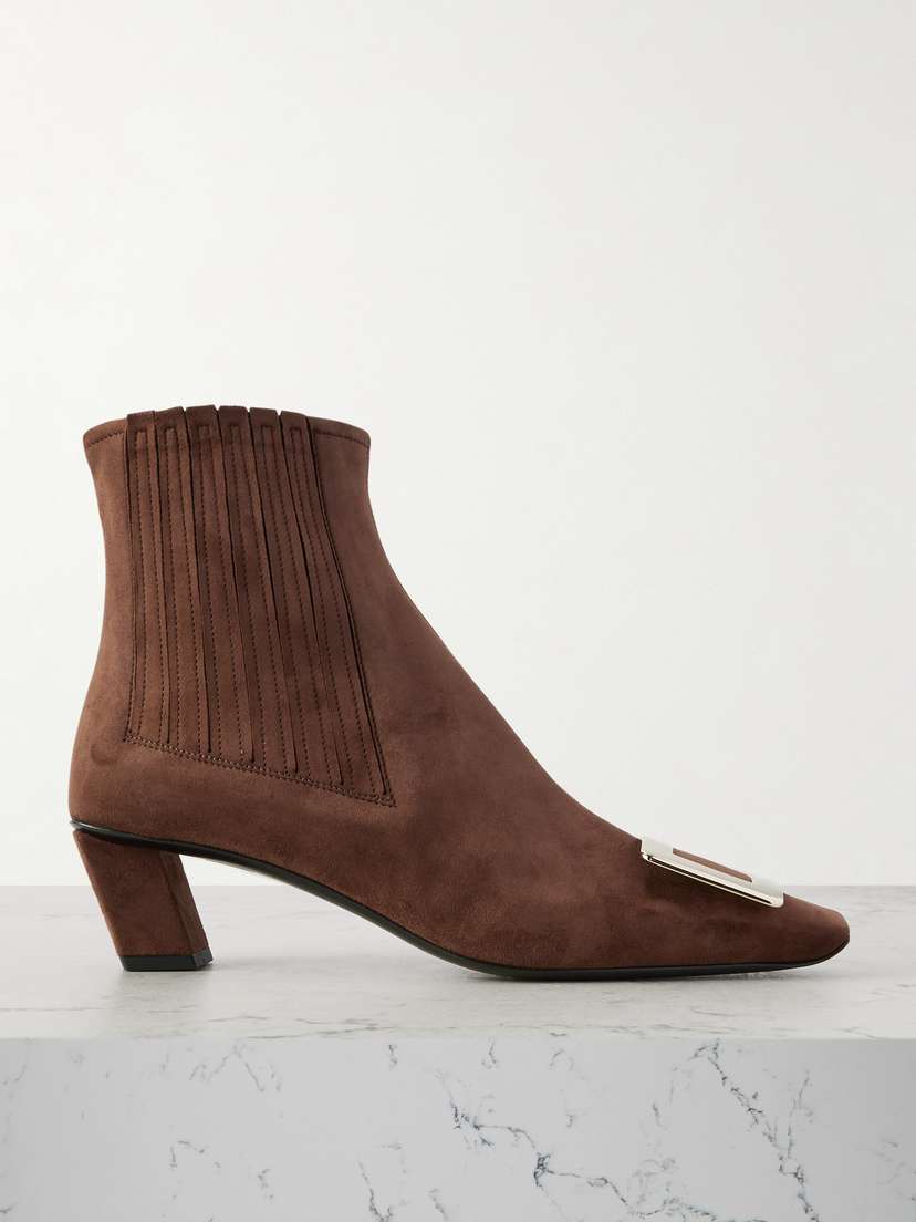 Roger Vivier Belle Vivier Buckled Suede Chelsea Boots