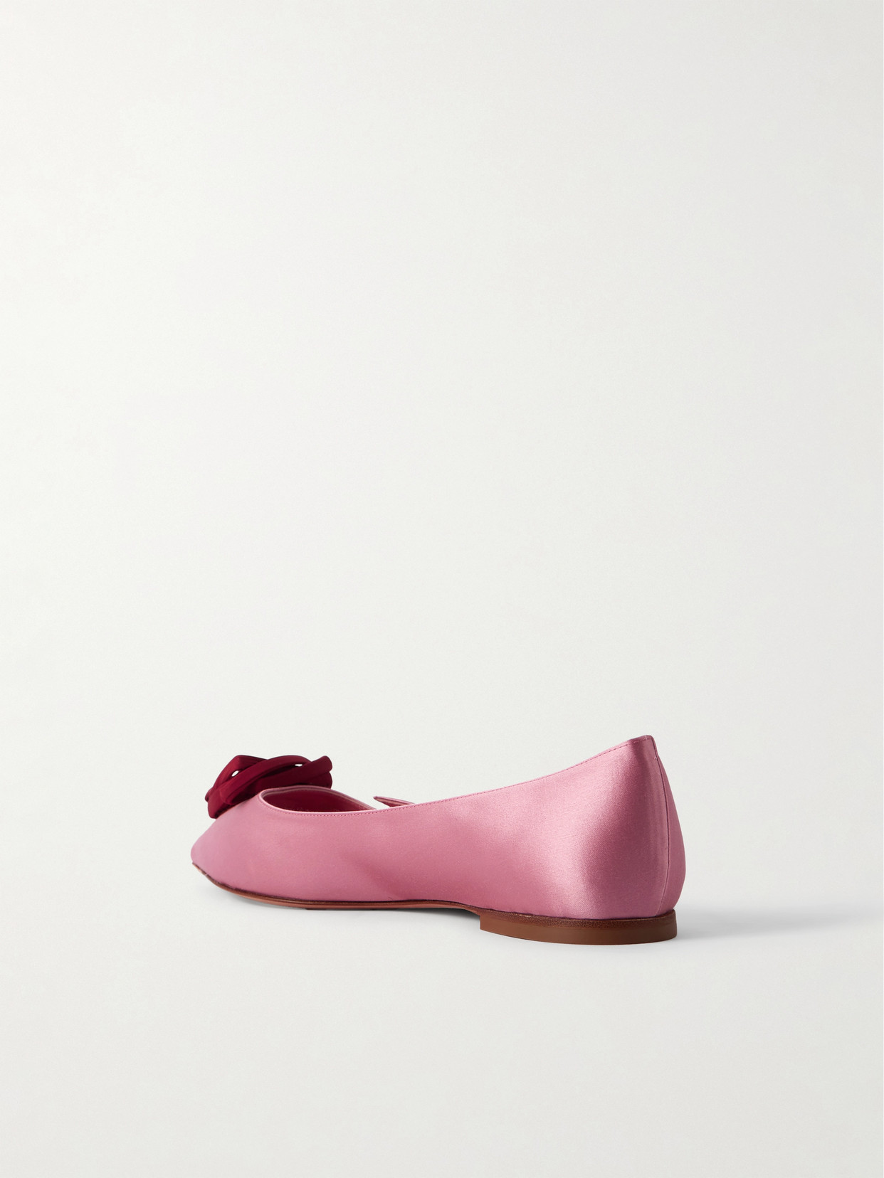 Roger Vivier Rose Vivier Embellished Cutout Satin Ballet Flats In Pink