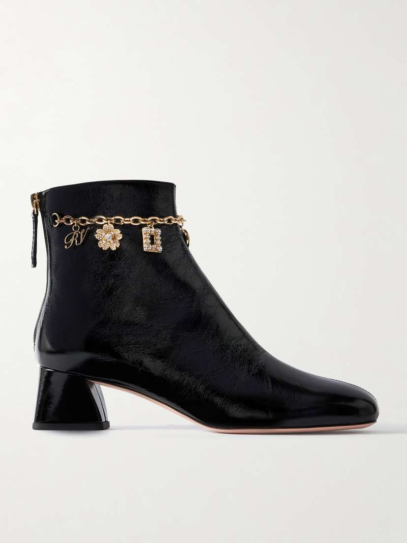 Roger Vivier Très Vivier 45 Chain-embellished Patent-leather Ankle Boots | Thumbnail 5