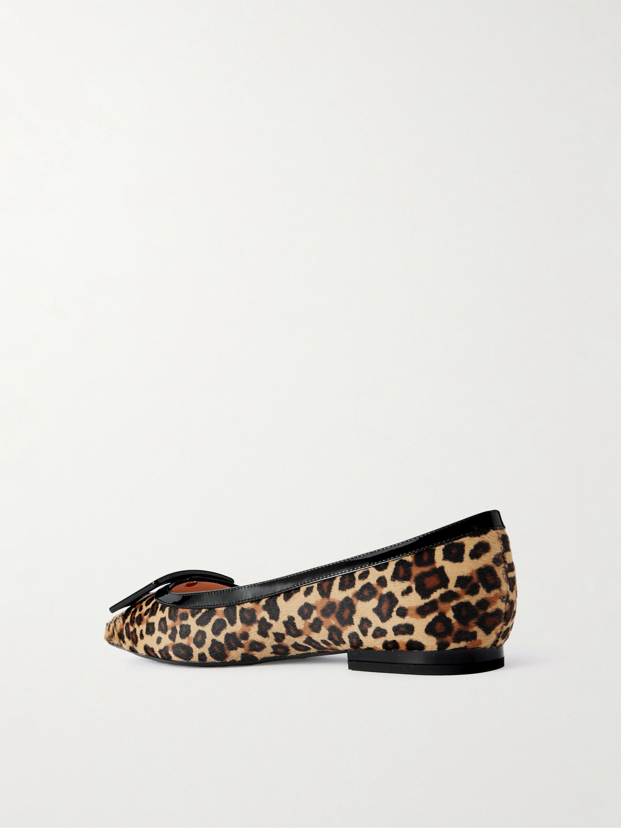 Roger Vivier Gommettine Buckled Patent Leather-trimmed Leopard-print Calf Hair Ballet Flats In Multi