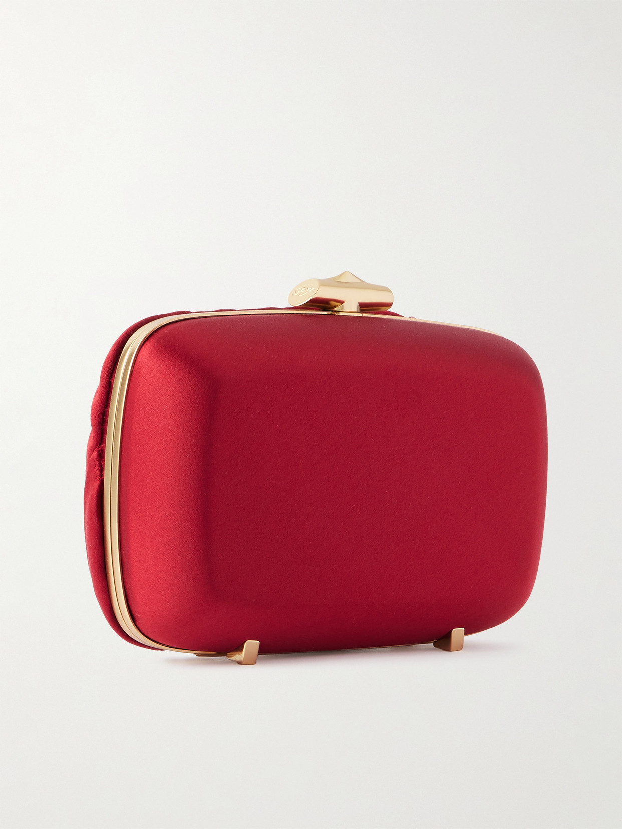 Roger Vivier Boite De Nuit Rose Embellished Satin Clutch In Red