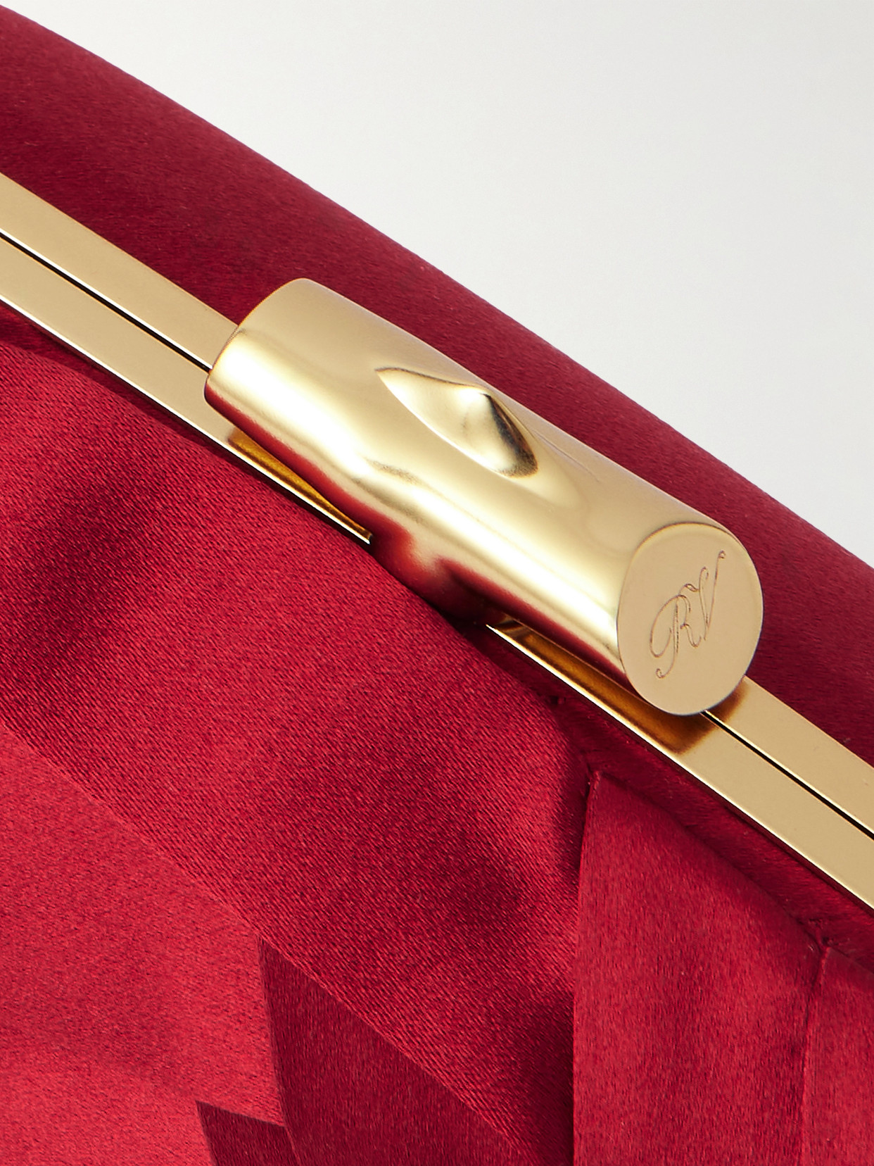 Roger Vivier Boite De Nuit Rose Embellished Satin Clutch In Red