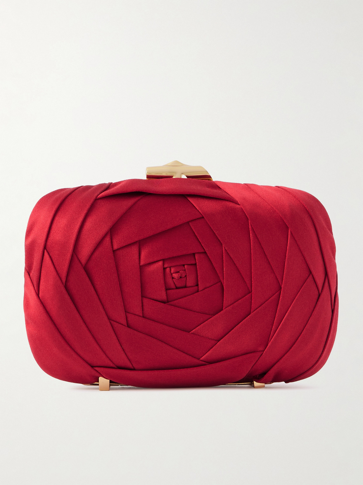 Roger Vivier Boite De Nuit Rose Embellished Satin Clutch In Red