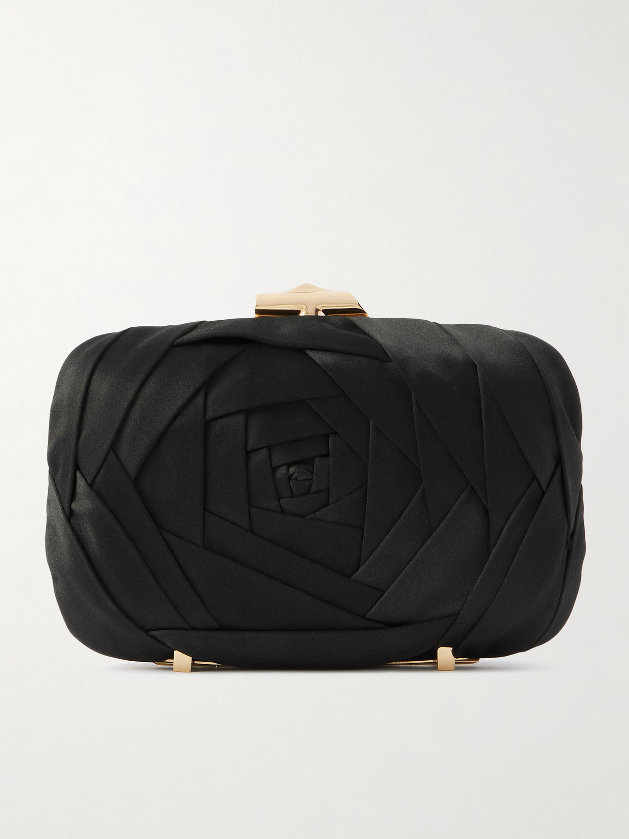 Roger Vivier Boite De Nuit Rose Embellished Satin Clutch In Black