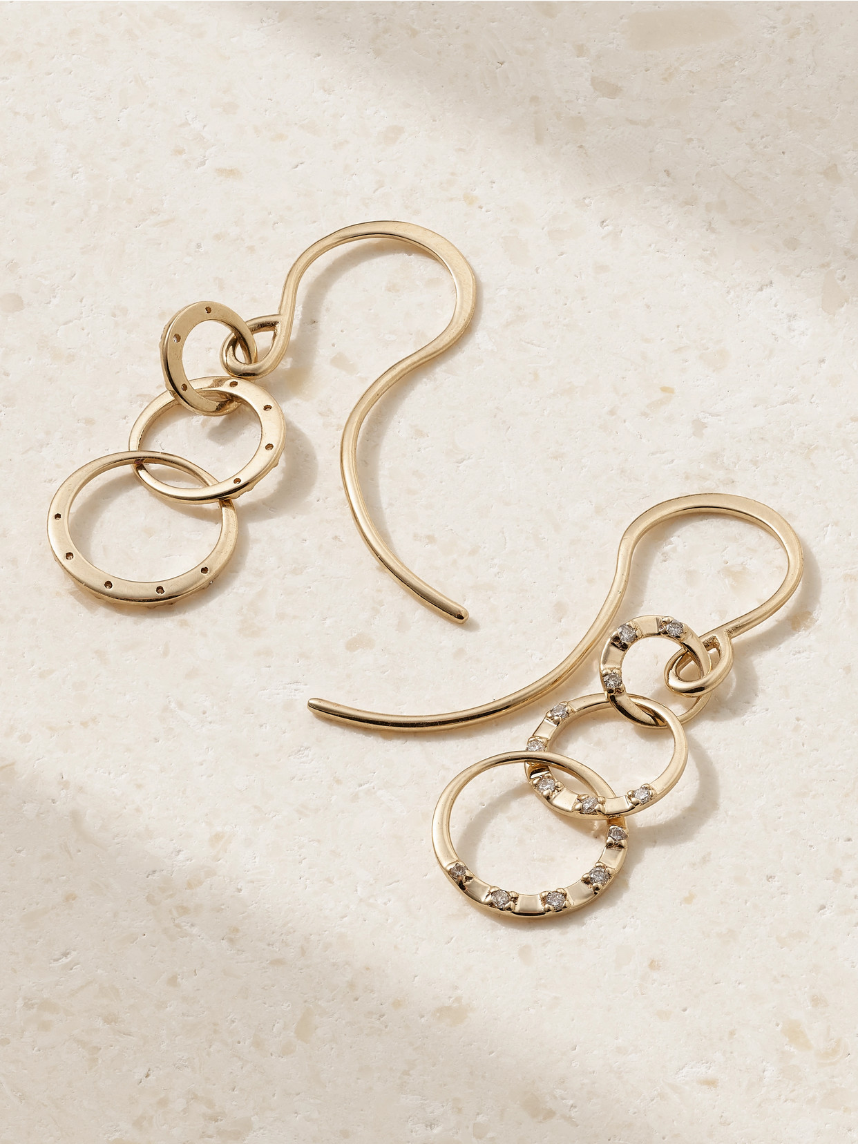 Melissa Joy Manning Triple Link 14-karat Recycled Gold Diamond Earrings In Gold