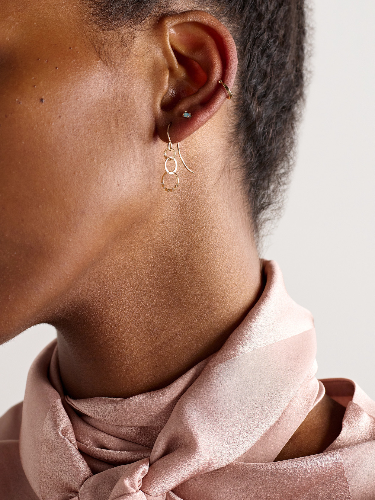 Melissa Joy Manning Triple Link 14-karat Recycled Gold Diamond Earrings In Gold