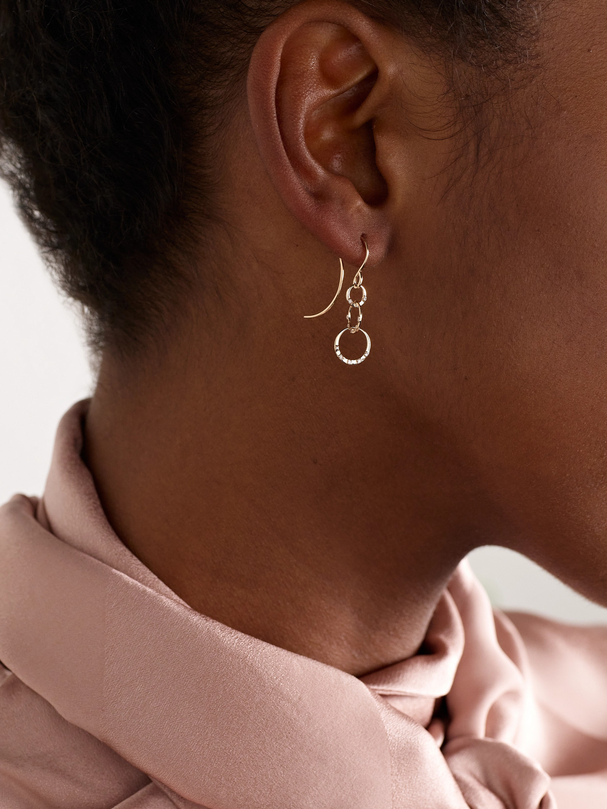 Melissa Joy Manning Triple Link 14-karat Recycled Gold Diamond Earrings In Gold