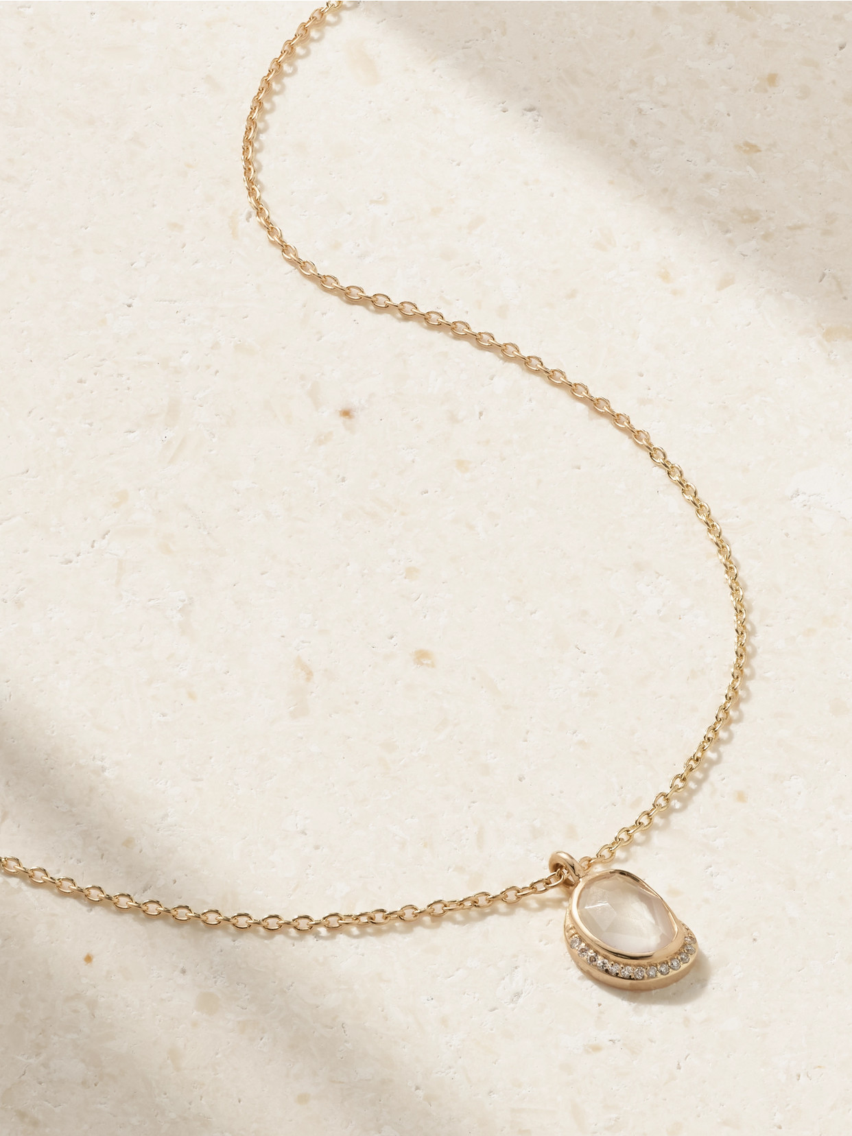 Melissa Joy Manning Crescent Moon 14-karat Recycled Gold, Moonstone And Diamond Necklace
