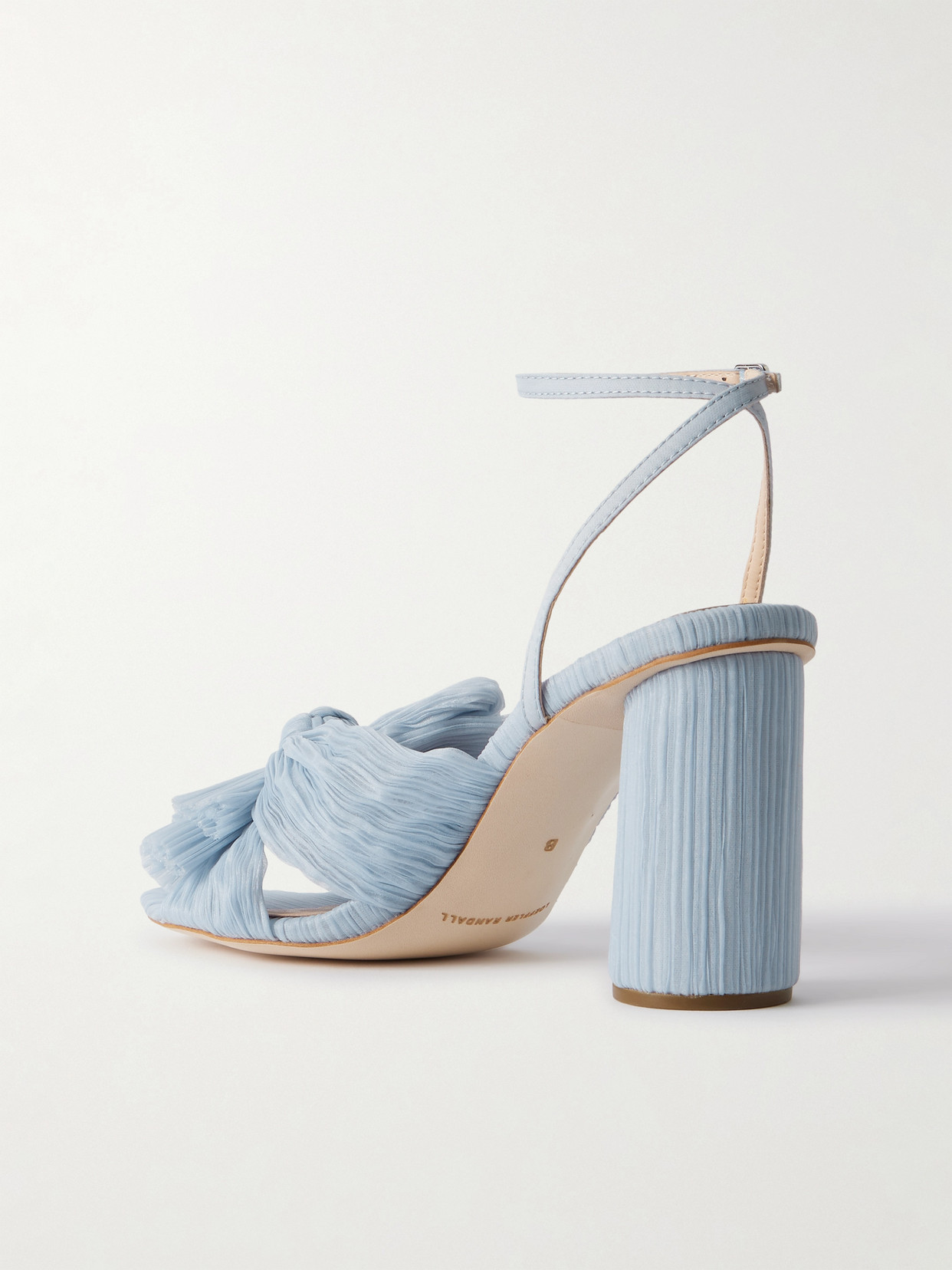 Loeffler Randall Camellia Knotted Plissé Sandals In Blue