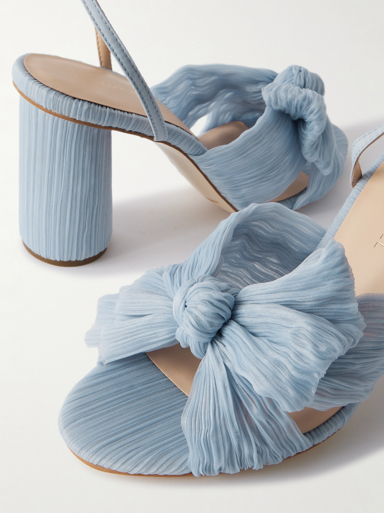Loeffler Randall Camellia Knotted Plissé Sandals In Blue
