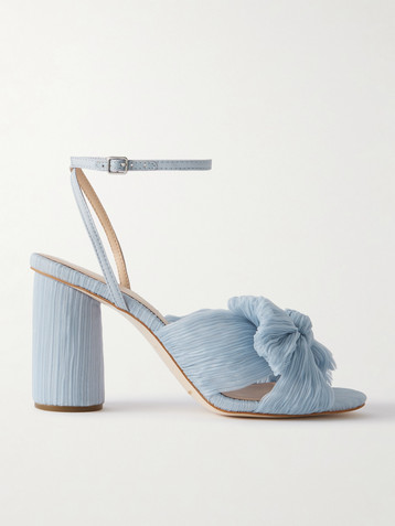 Loeffler Randall Camellia bow-embellished plissé-organza sandals