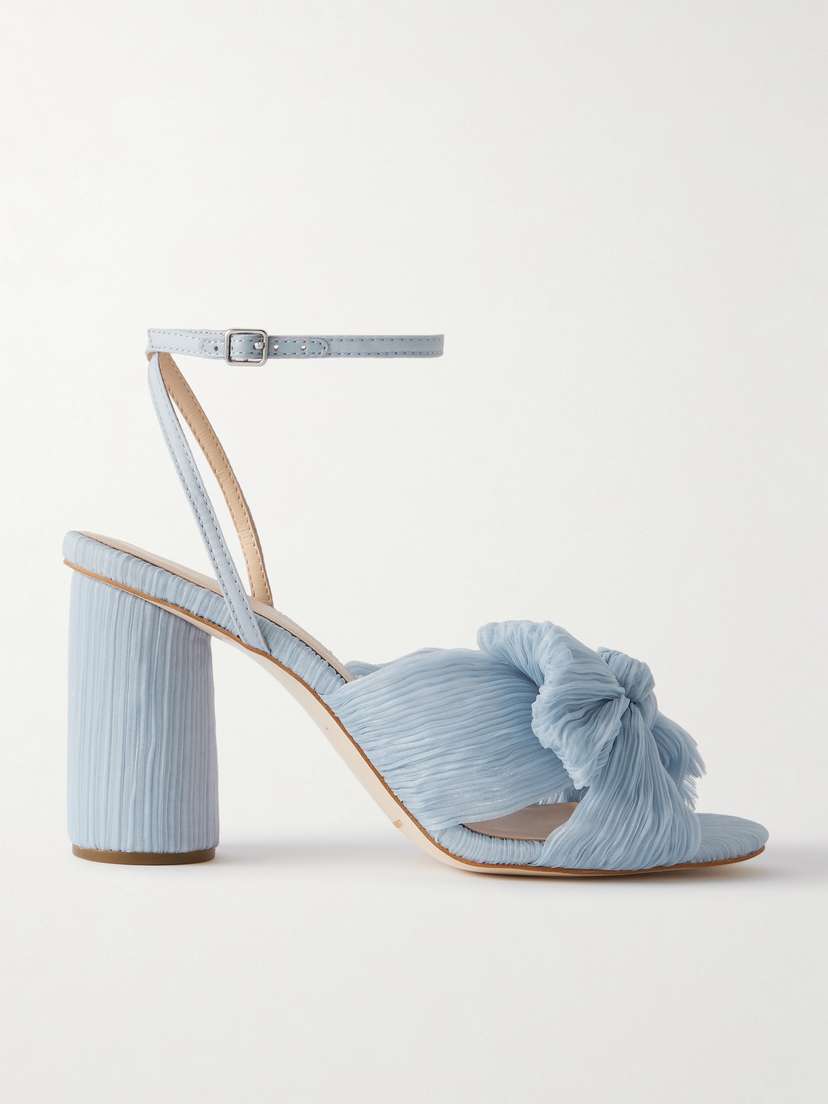 Loeffler Randall Camellia Bow-embellished Plissé-organza Sandals