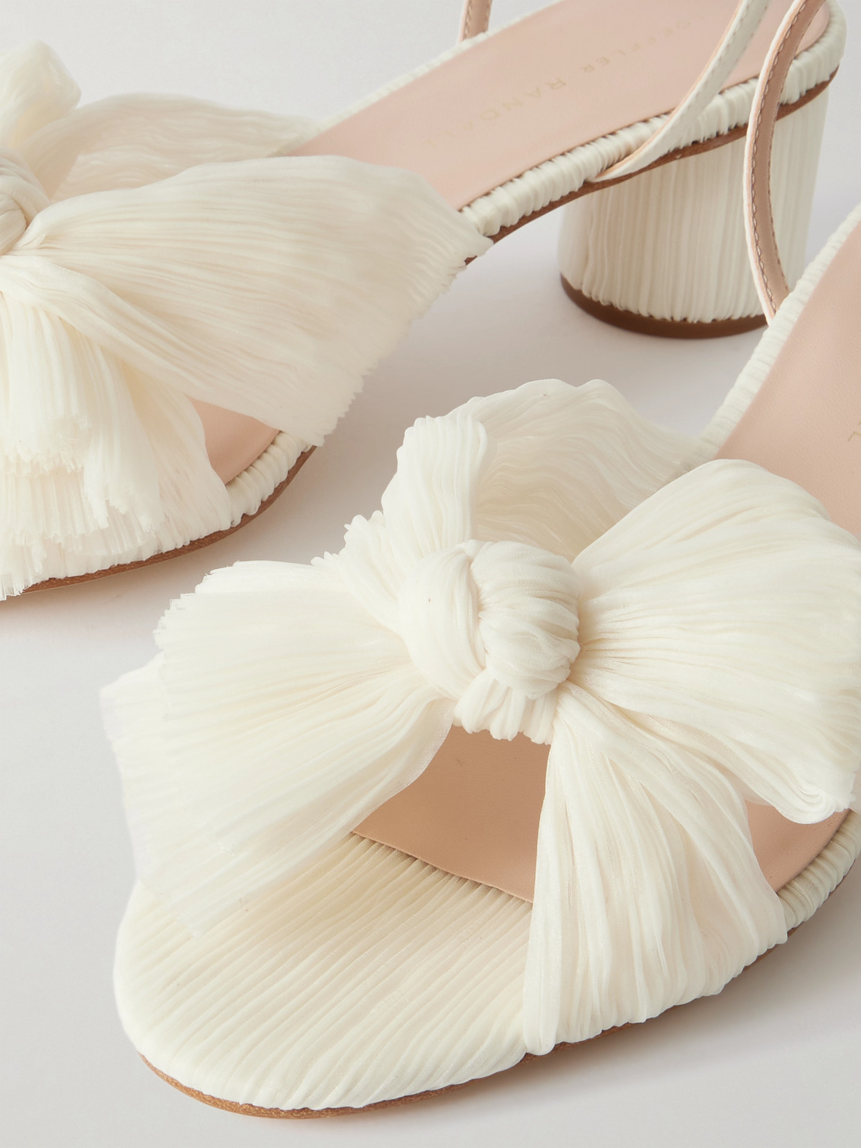 Loeffler Randall Dahlia Bow-embellished Plissé-organza Sandals In White