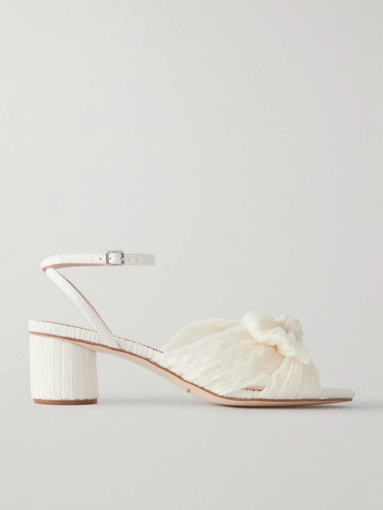 Loeffler Randall Dahlia Bow-embellished Plissé-organza Sandals In White