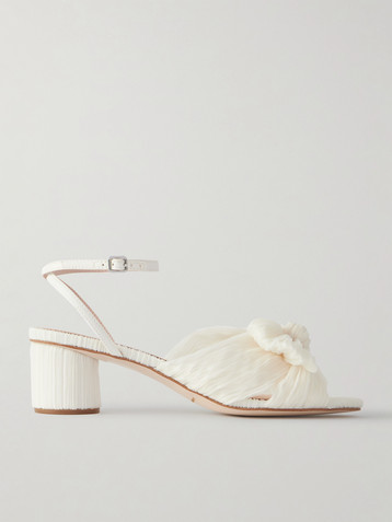 Loeffler Randall Dahlia bow-embellished plissé-organza sandals