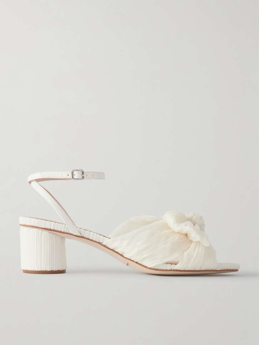 Loeffler Randall Dahlia Bow-embellished Plissé-organza Sandals