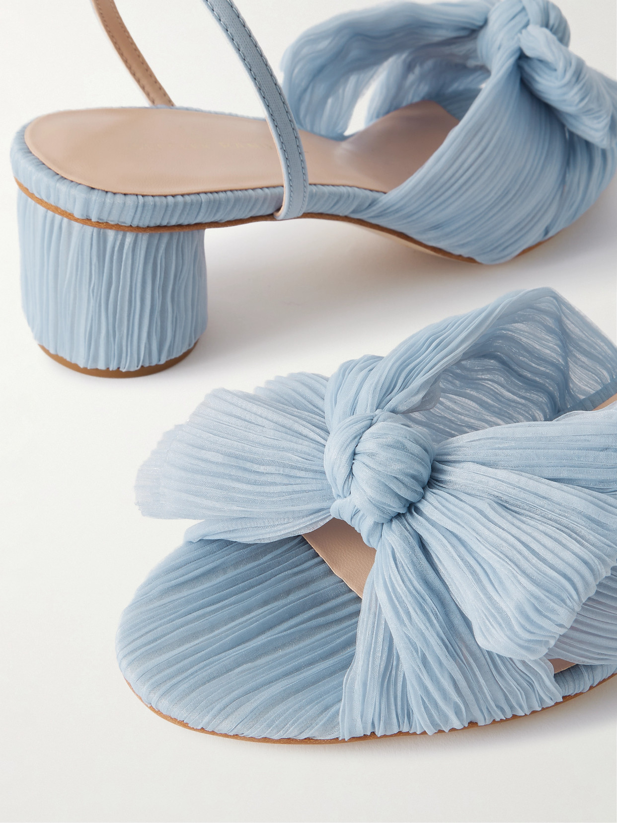 Dahlia Bow-Embellished Plissé-Organza Sandals