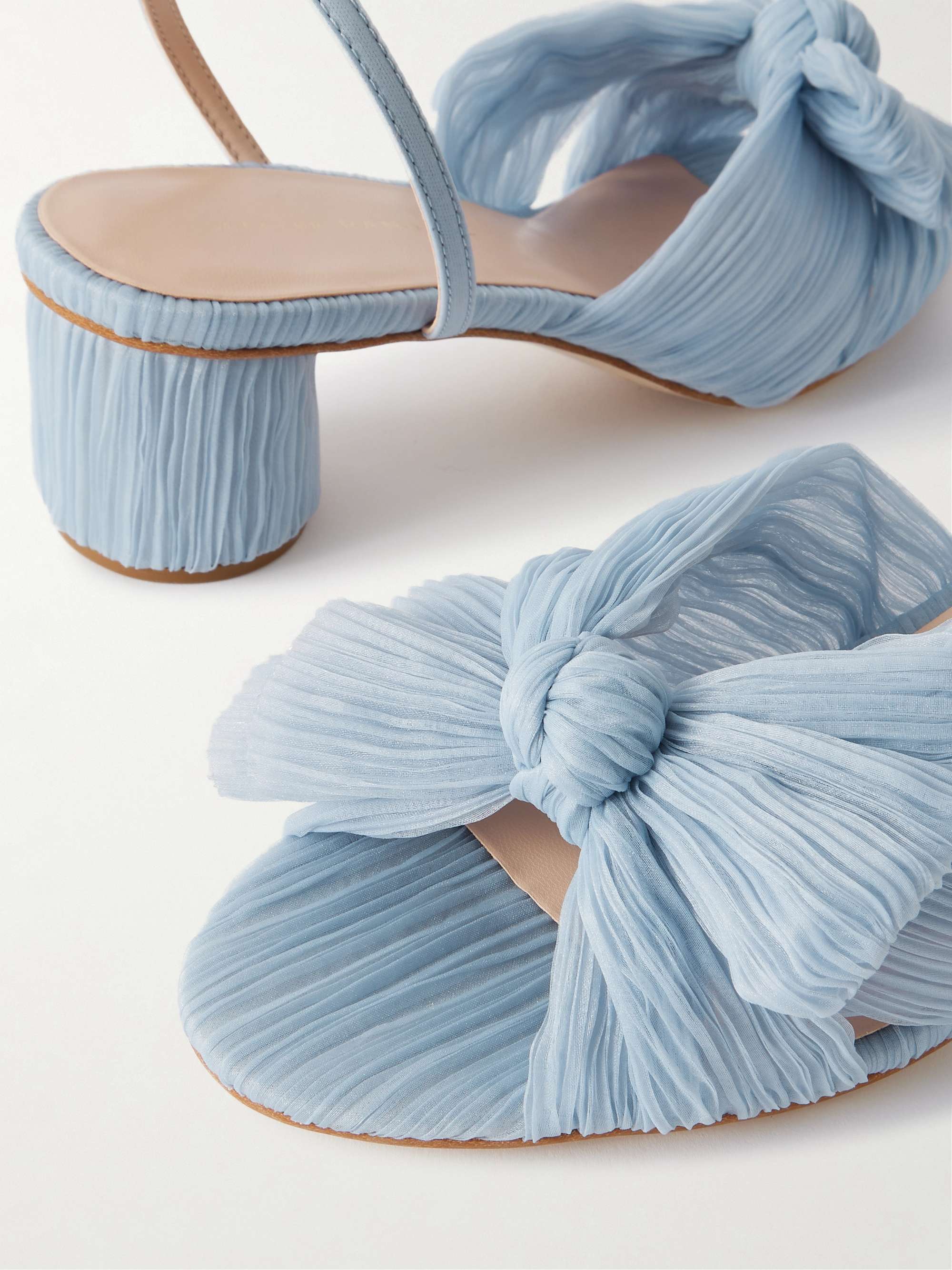 LOEFFLER RANDALL صندل Dahlia من أورغانزا بليسيه بحواف من الجلد الصناعي