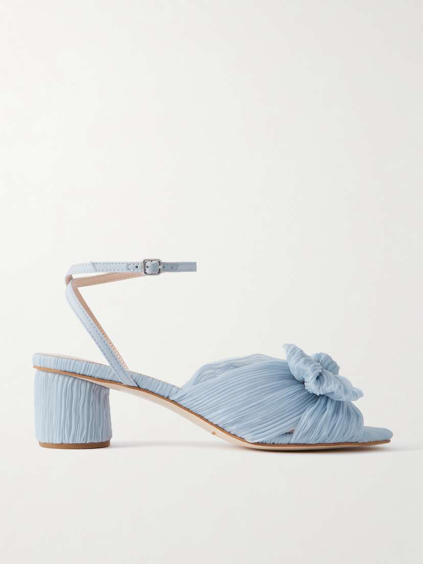 Loeffler Randall Dahlia Bow-embellished Plissé-organza Sandals