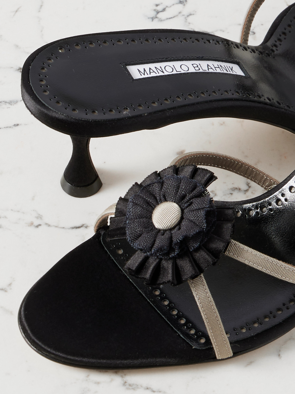 Paliss 50 Appliquéd Grosgrain Mules