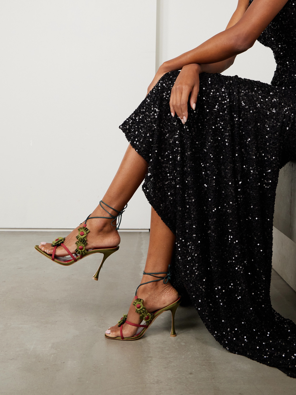 Palissot 105 Leather-Trimmed Appliquéd Grosgrain And Sandals