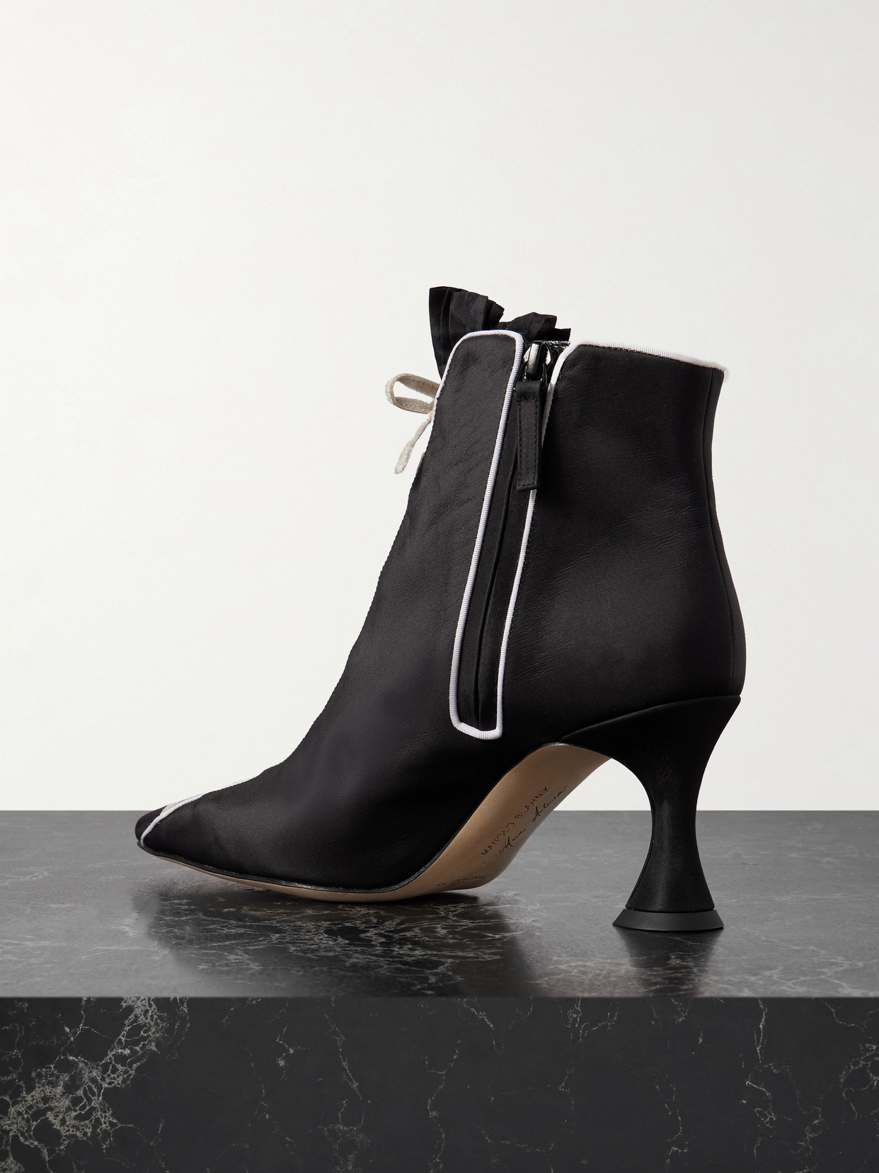 Nolhac 70 Ruffled Velvet-Trimmed Ankle Boots