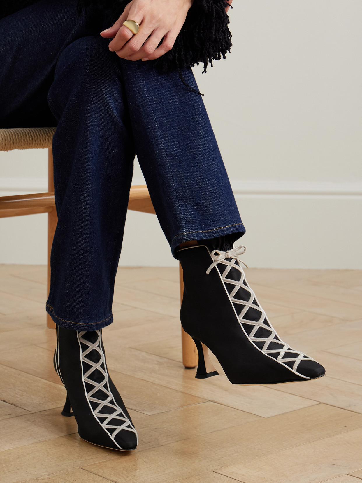 Nolhac 70 Ruffled Velvet-Trimmed Ankle Boots