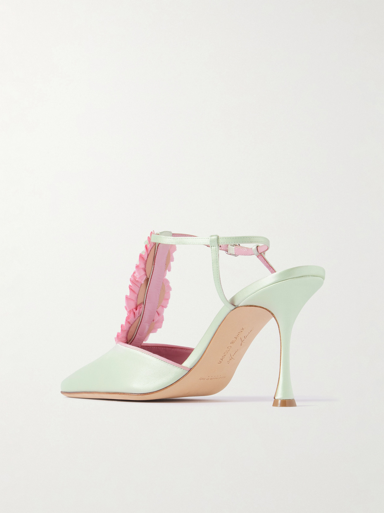 Hebes 90 Appliquéd Satin Mary Jane Pumps