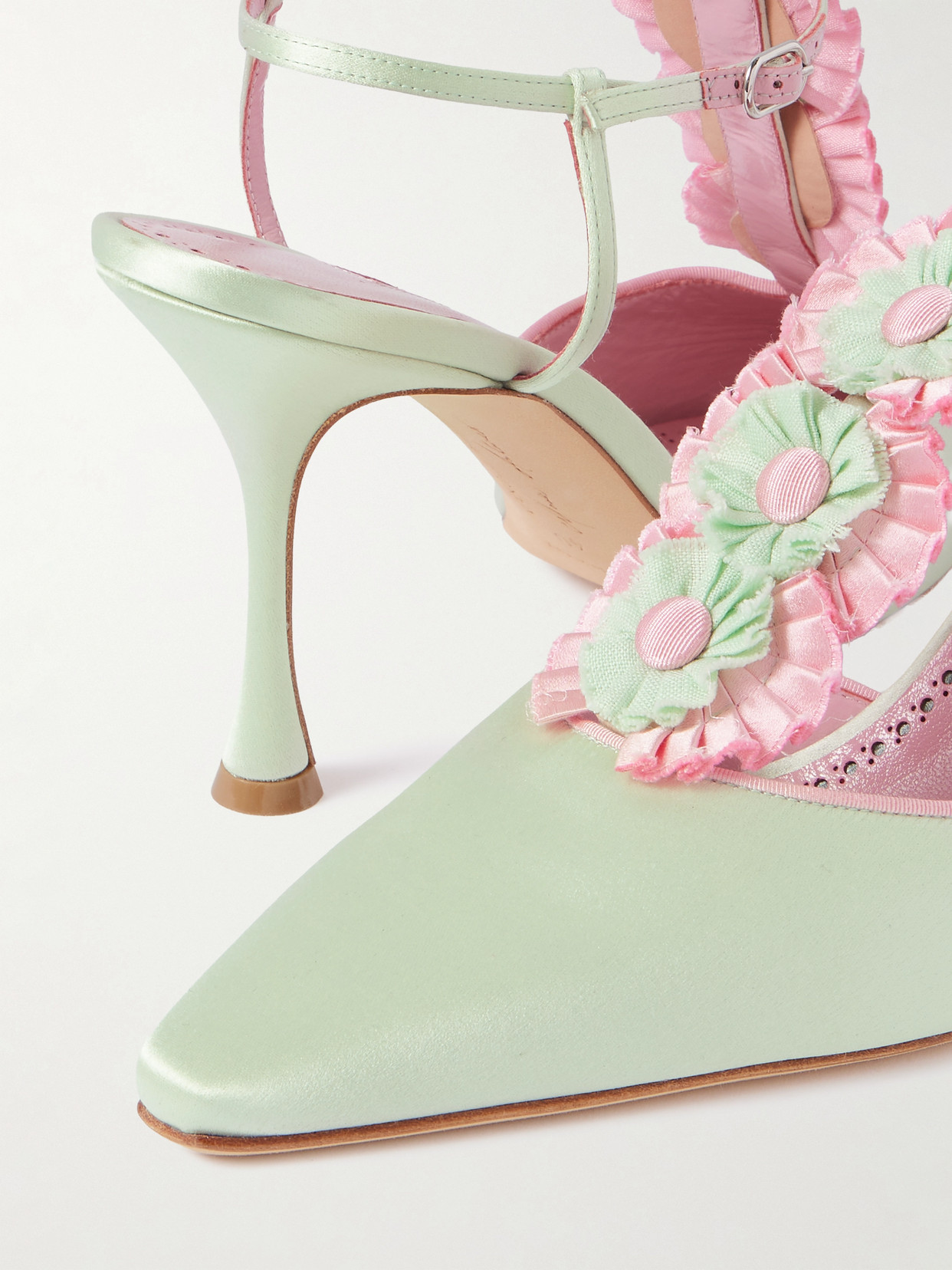 Hebes 90 Appliquéd Satin Mary Jane Pumps