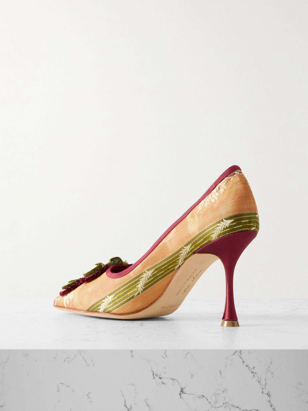 Montmedy 90 Appliquéd Embroidered Striped Pumps