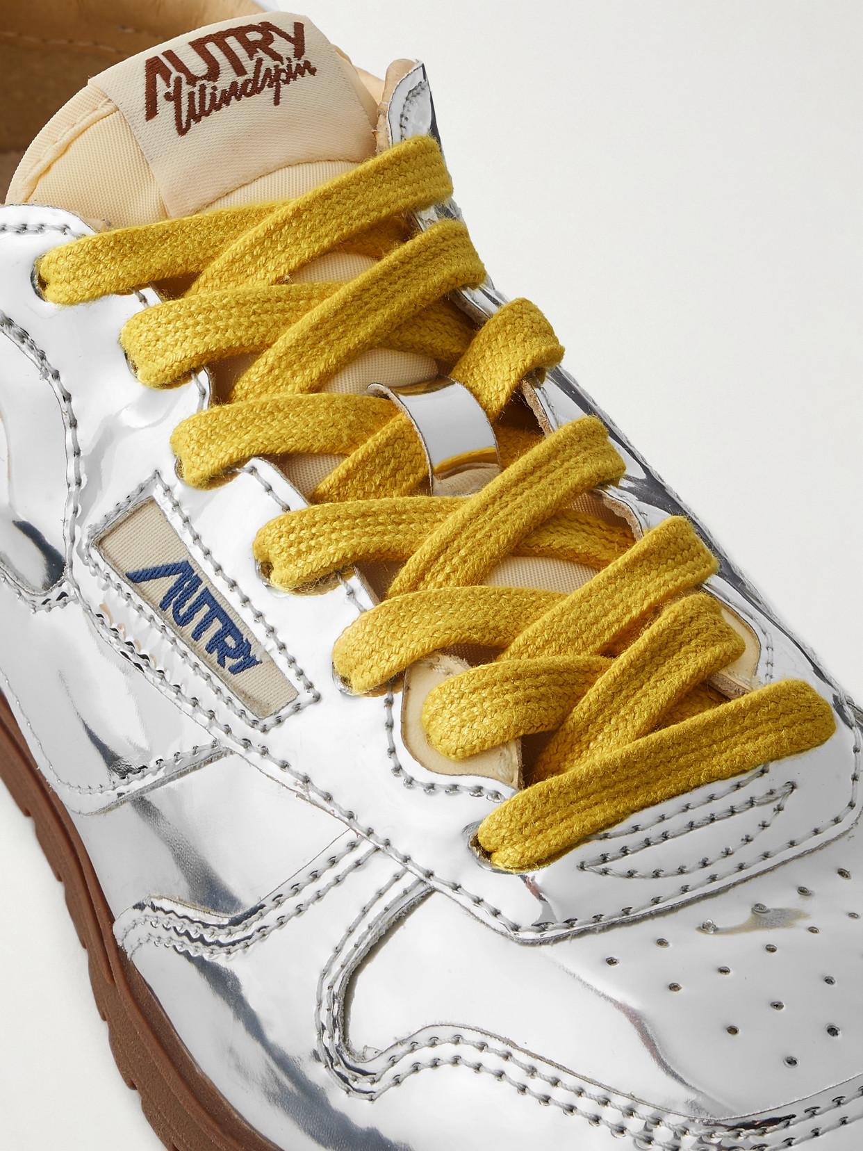Autry Windspin Low Canvas-trimmed Mirrored-vinyl Sneakers