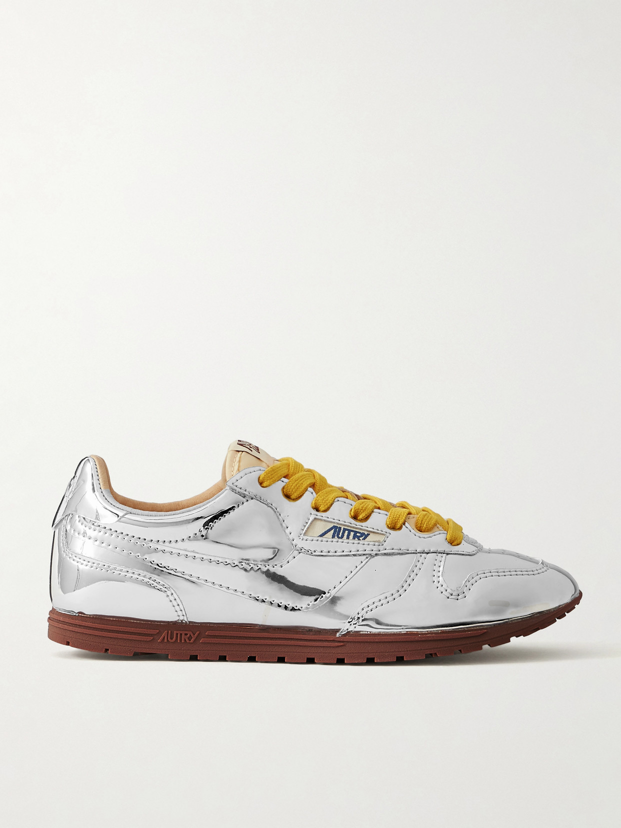 Autry Windspin Low Canvas-trimmed Mirrored-vinyl Sneakers