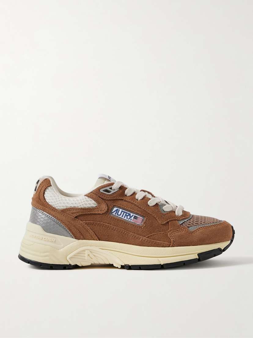 Autry Hyperway Low Mesh And Metallic Leather-trimmed Suede Sneakers