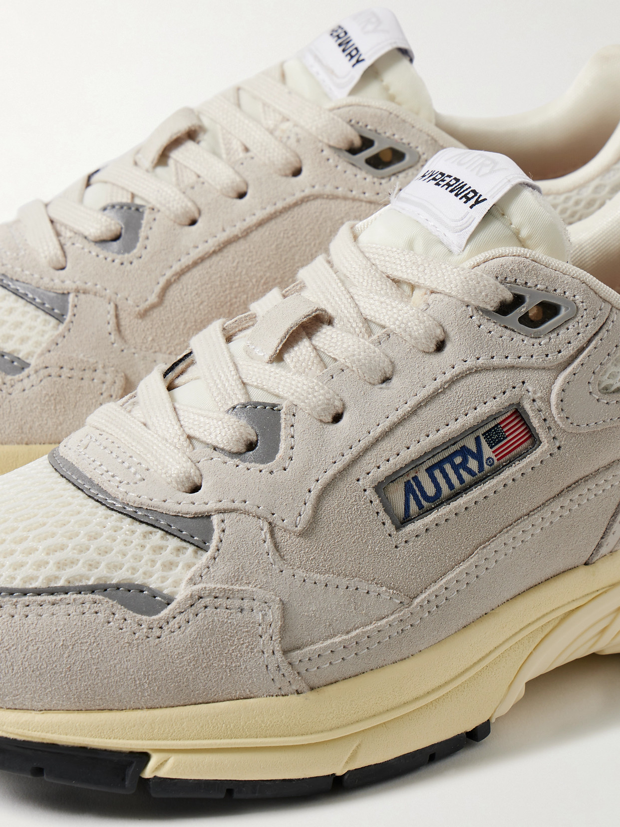 Autry Hyperway Mesh And Metallic Leather-trimmed Suede Sneakers