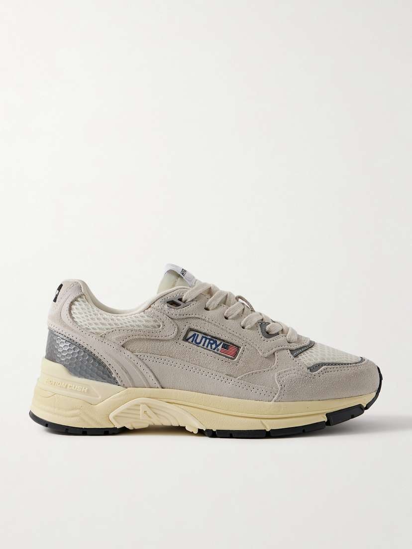 Autry Hyperway Mesh And Metallic Leather-trimmed Suede Sneakers