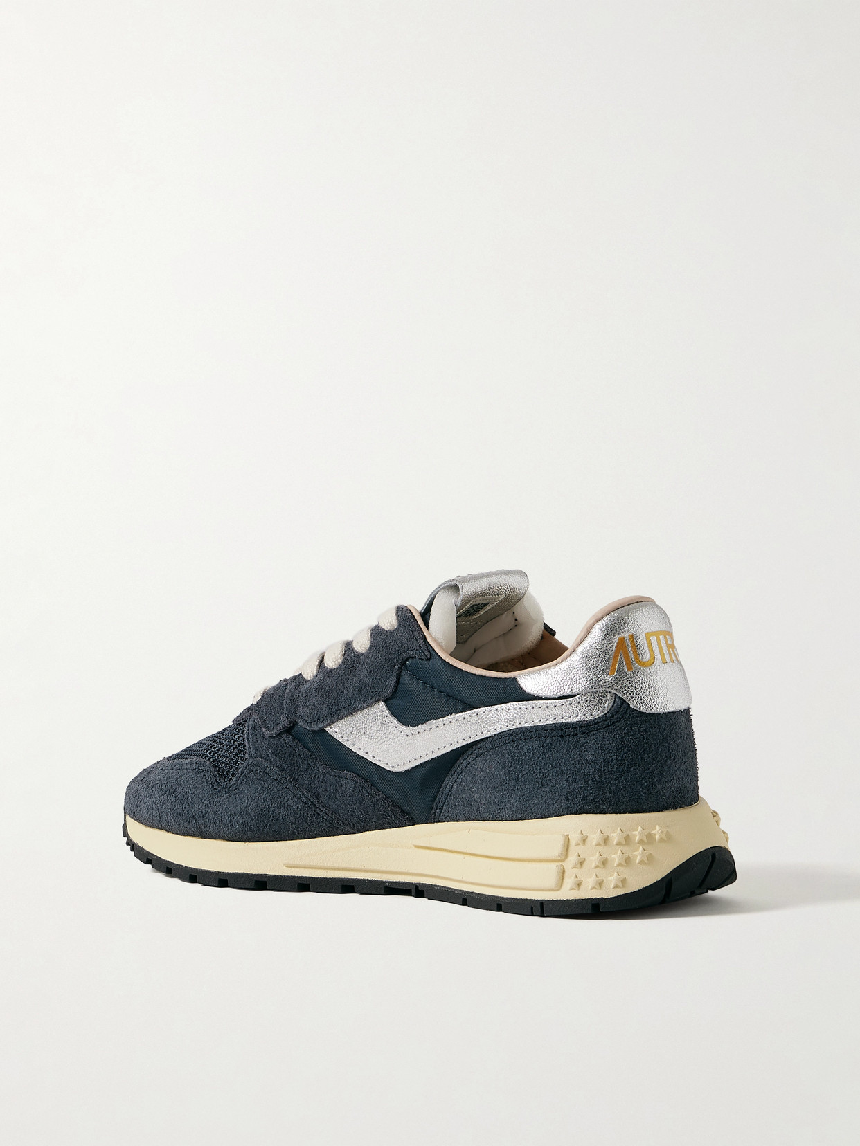 Autry Reelwind Low Metallic Leather-trimmed Suede And Shell Sneakers