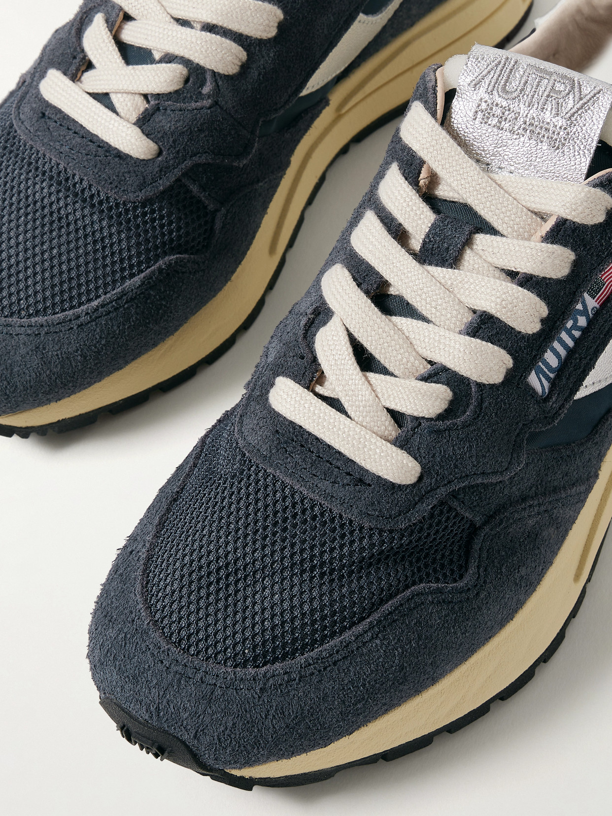 Autry Reelwind Low Metallic Leather-trimmed Suede And Shell Sneakers