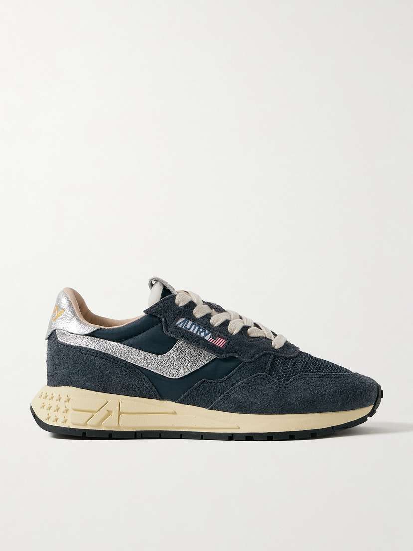 Autry Reelwind Low Metallic Leather-trimmed Suede And Shell Sneakers