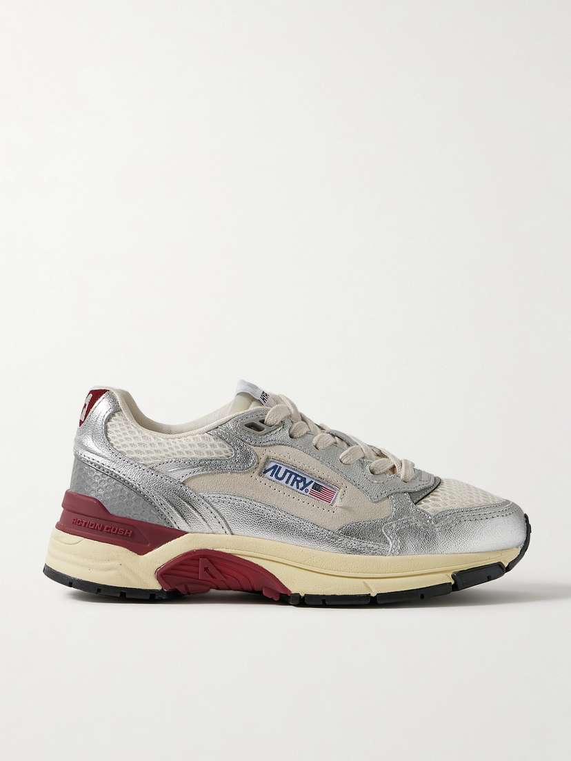 Autry Hyperway Low Mesh And Suede-trimmed Metallic Leather Sneakers