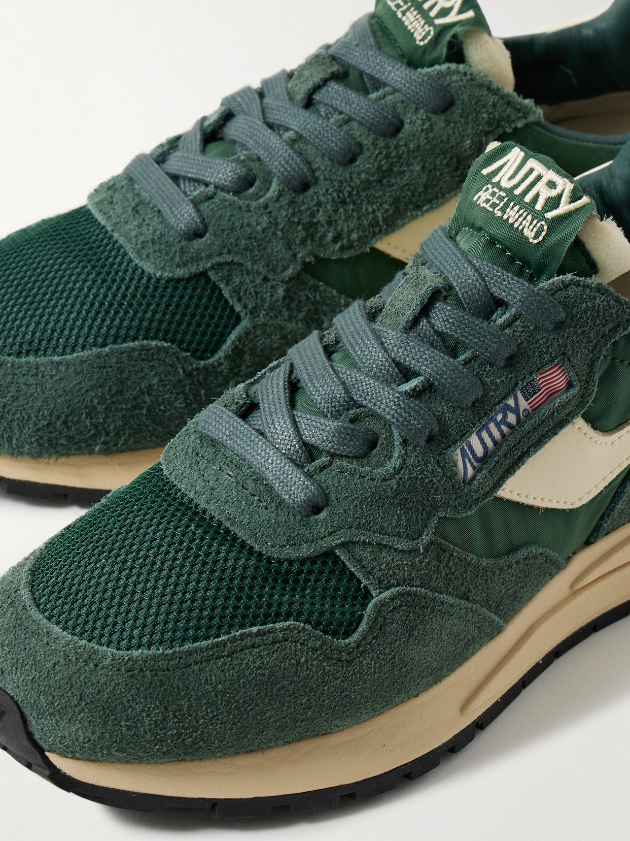 Autry Reelwind Low Leather-trimmed Suede, Mesh And Shell Sneakers