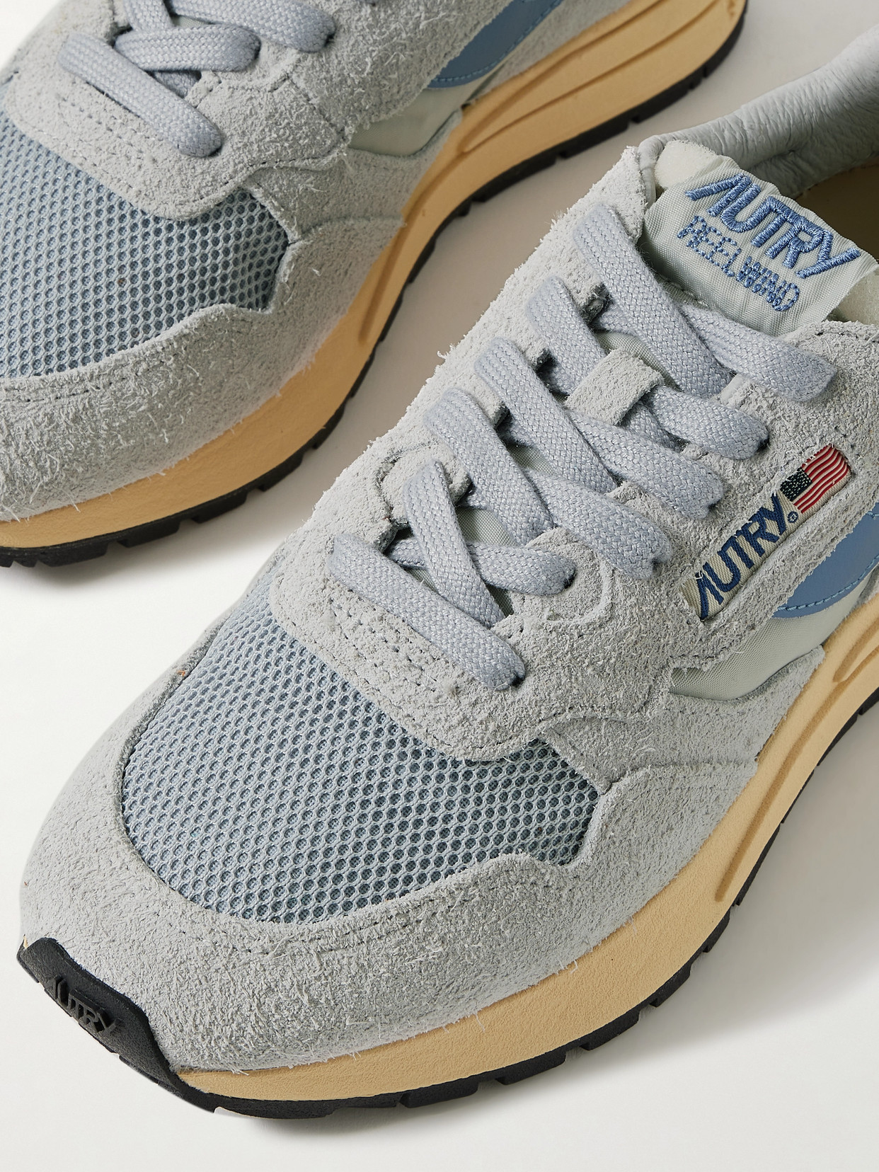 Autry Reelwind Low Textured Leather-trimmed Suede And Shell Sneakers
