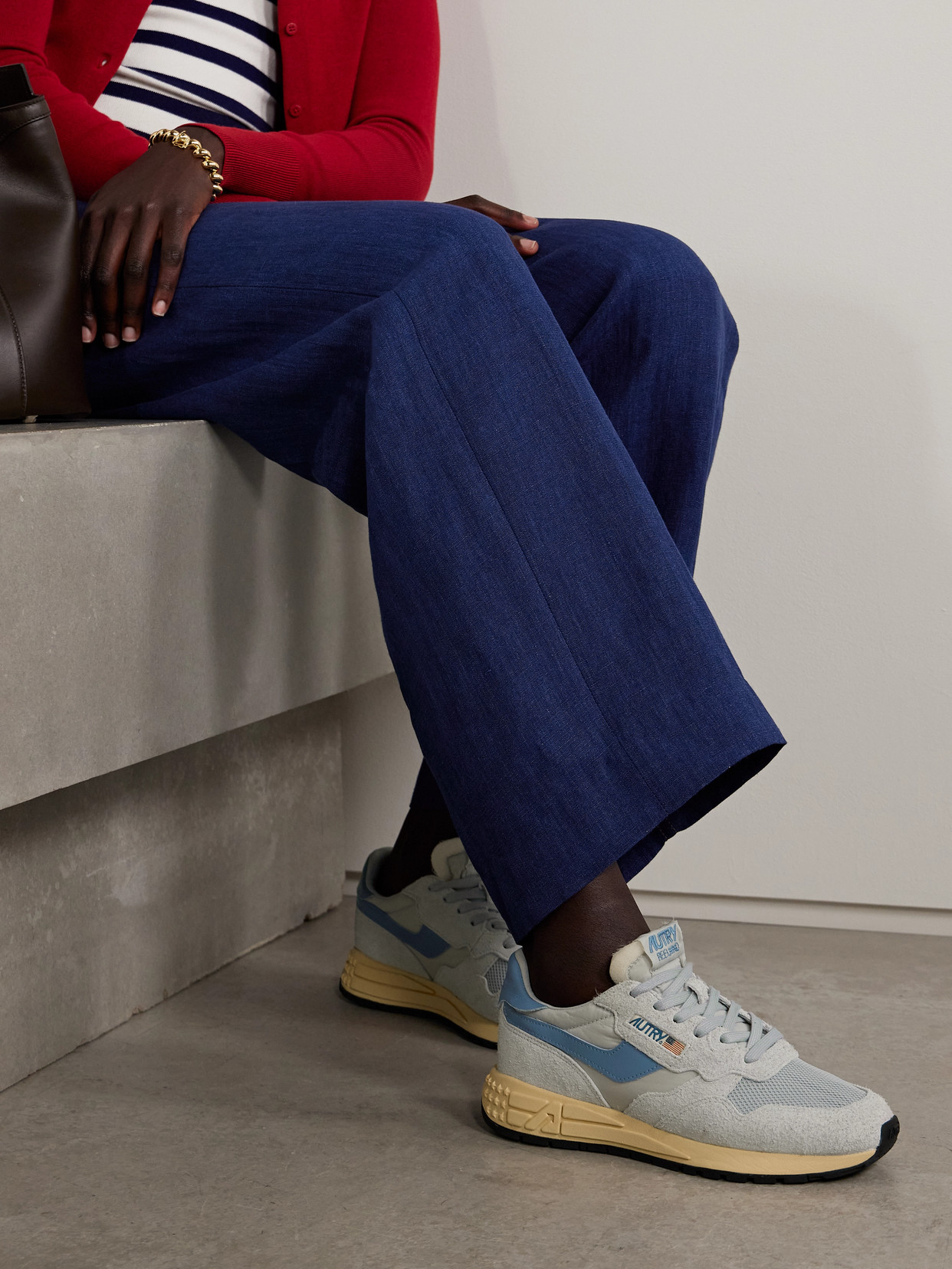 Autry Reelwind Low Textured Leather-trimmed Suede And Shell Sneakers