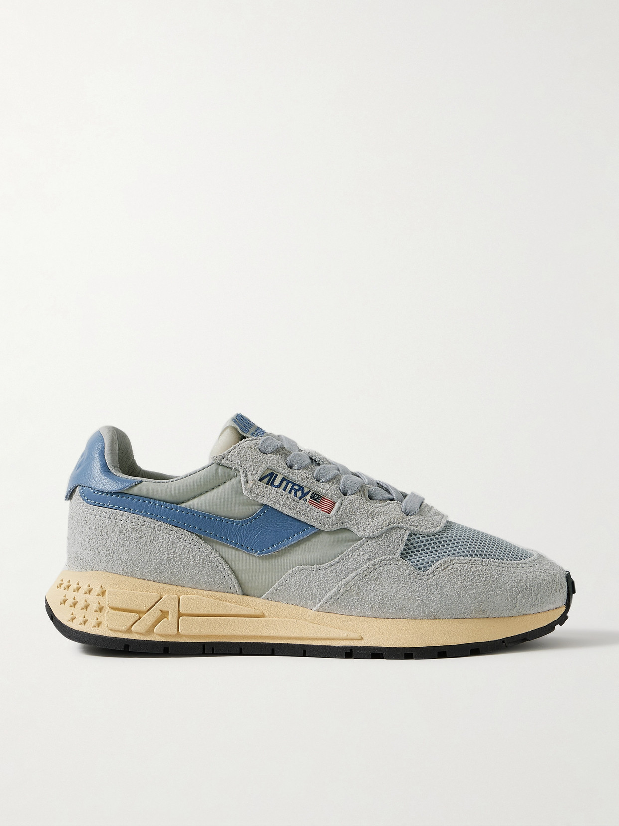 Autry Reelwind Low Textured Leather-trimmed Suede And Shell Sneakers