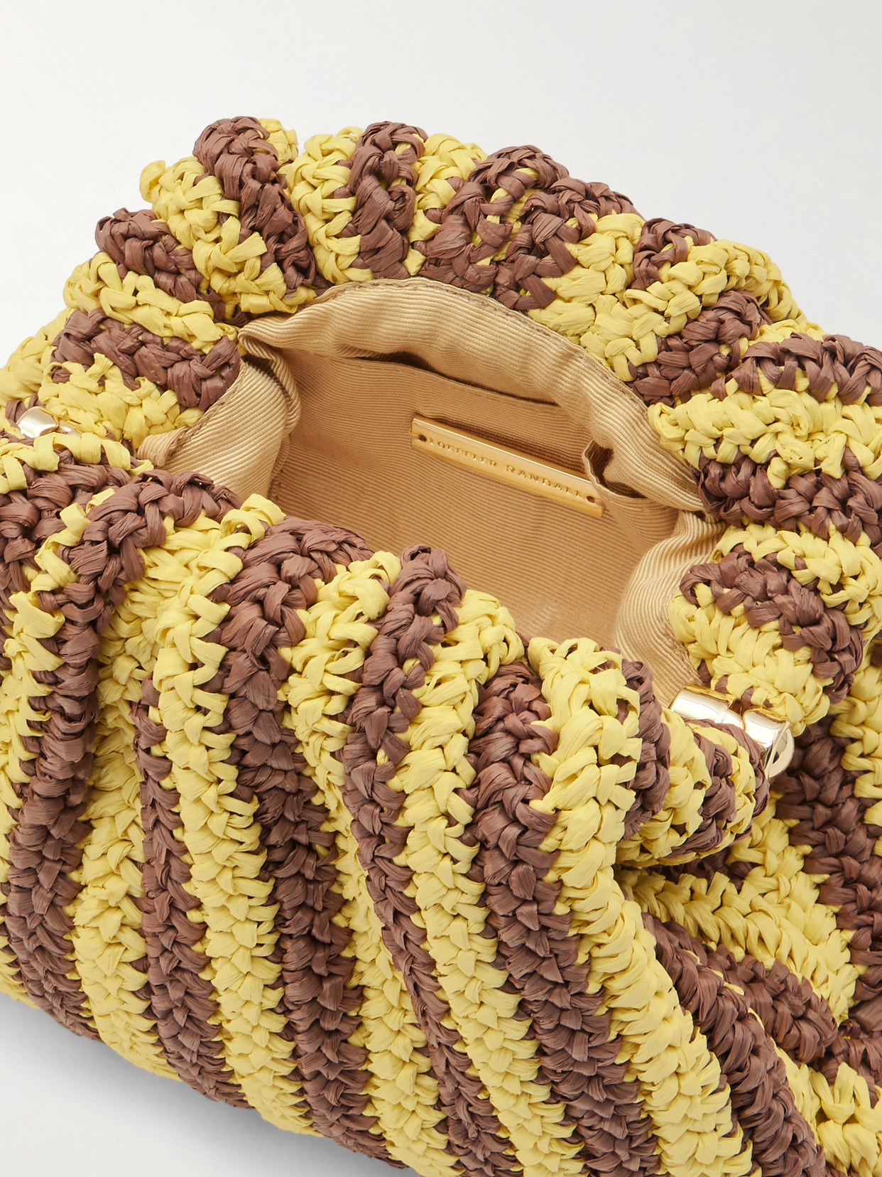 Loeffler Randall Bailey Striped Crocheted Raffia Clutch