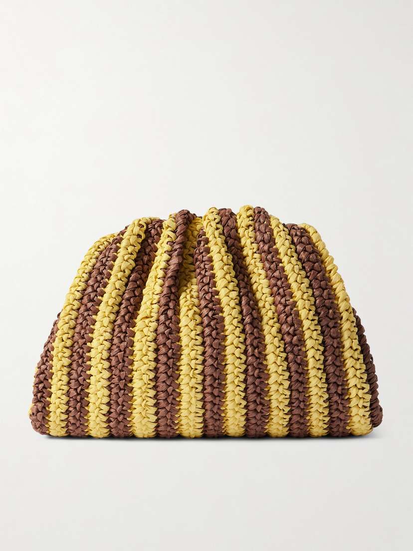 Loeffler Randall Bailey Striped Crocheted Raffia Clutch
