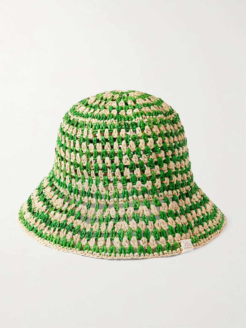 Loeffler Randall Jocelyn Checked Raffia Bucket Hat