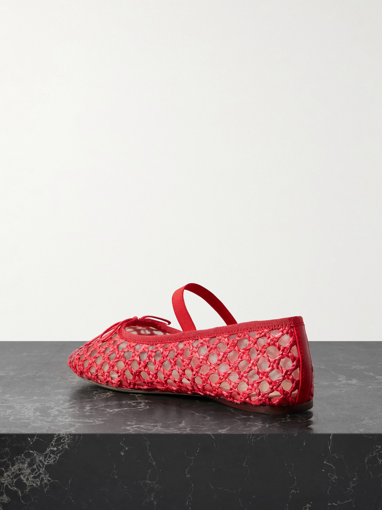 Loeffler Randall Leonie Grosgrain-trimmed Raffia Mary Jane Ballet Flats