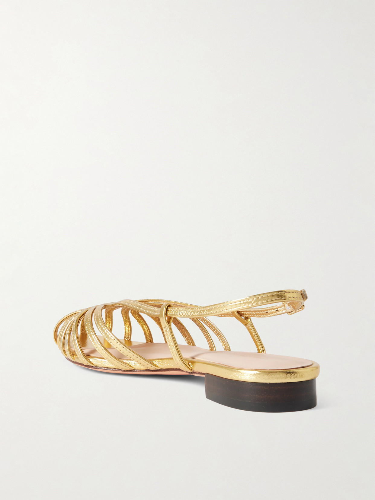 Loeffler Randall Devon Lattice Metallic Leather Slingback Sandals In Gold